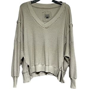 American Eagle Outfitters Seriously Lived-In Oversized Khaki Waffle Knit XS